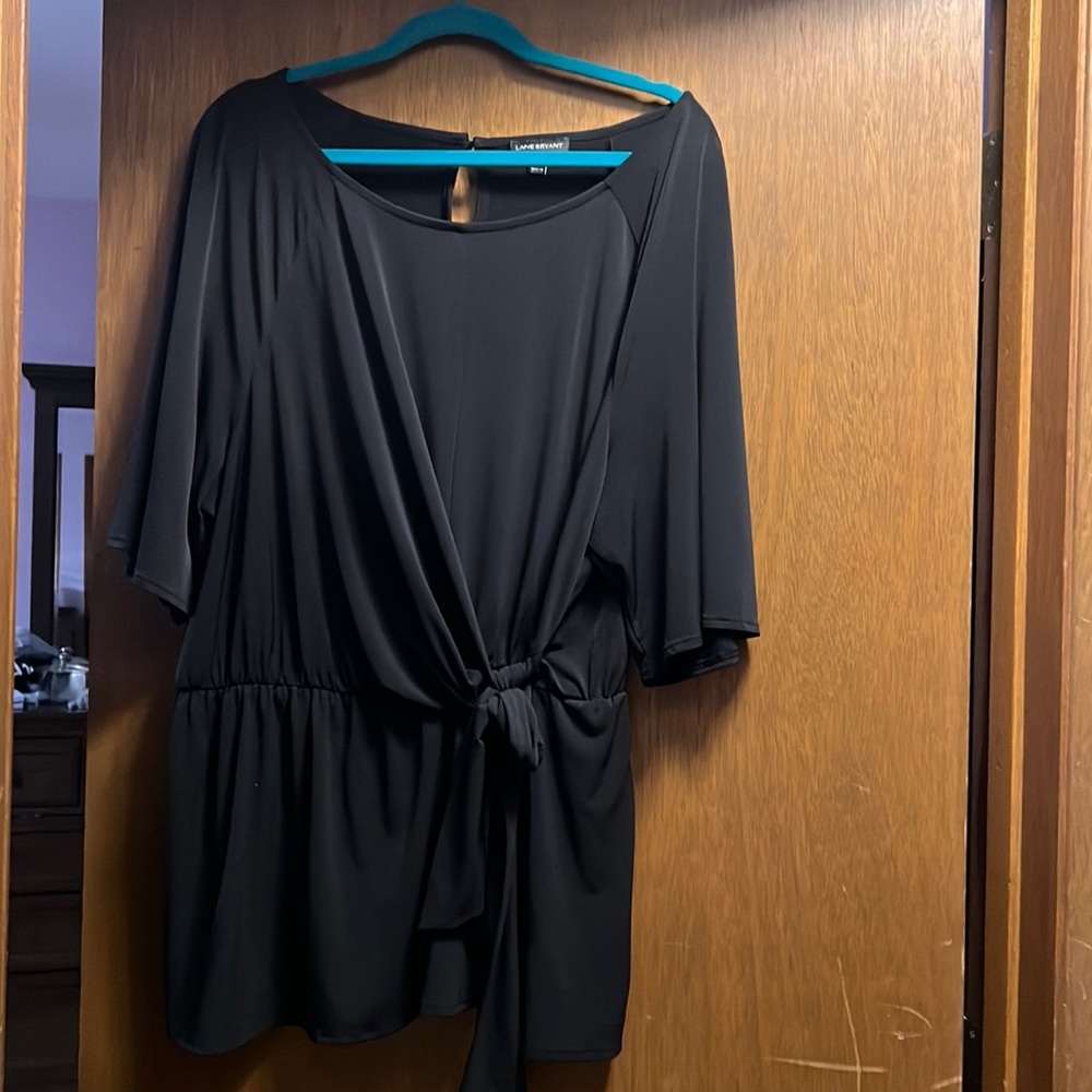 Black faux wrap blouse